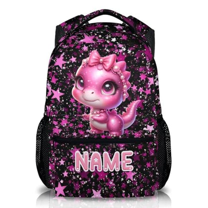Kids Backpack for School Personalized Dinosaur Backpacks for Girls 6-8, Kids Back to School Supplies 17 Inch Leisure Bookbag for Travel Preschool Elementary Kindergarten - color: Pink2