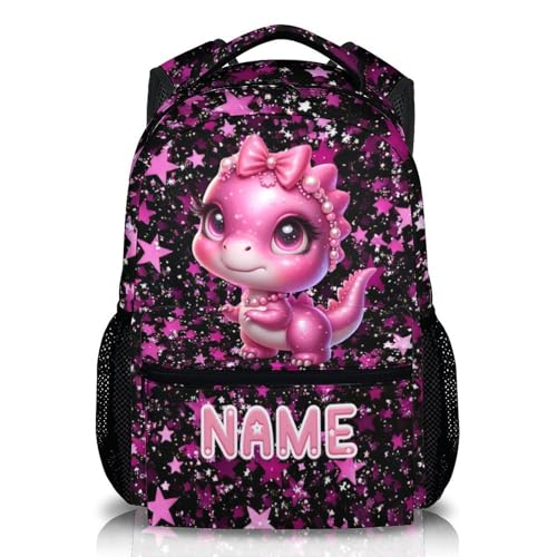 Kids Backpack for School Personalized Dinosaur Backpacks for Girls 6-8, Kids Back to School Supplies 17 Inch Leisure Bookbag for Travel Preschool Elementary Kindergarten - color: Pink2