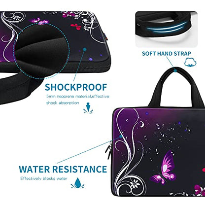 iColor 14 15 15.4 15.6 inch Laptop Handle Bag Computer Protect Case Pouch Holder Notebook Sleeve Neoprene Cover Soft Carring Travel Case for Dell Lenovo Toshiba HP Chromebook ASUS Acer Purple ICB-01 - color: Purple Butterfly