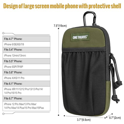 ONETIGRIS Cell Phone Pouch, Molle Holster Holder for Men Belt, for iPhone 17 Pro Max/Air/17/16/15/14 /13/12/11/X/XR/XS/8 Plus/7/6, for Galaxy S25 Ultra/s25/S24 /S23/S22/S21 - color: Green