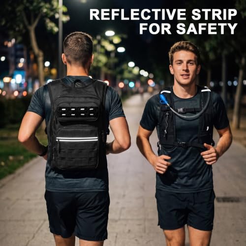 Tactical Hydration Backpack,Water Pack with 2L Leakproof Water Bladder | BPA-Free, 900D Polyester, MOLLE System, Breathable Back Panel, Adjustable Chest Strap for Hiking, Camping, Cycling & Trekking