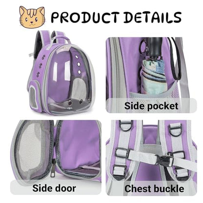 Cat Bubble Backpack Carrier for Small Medium Dogs Cats Carrying Bag, Airline Approved Pet Travel Carrying Bag Dog Hiking Walking Outdoor Backpack (Purple) - color: Purple