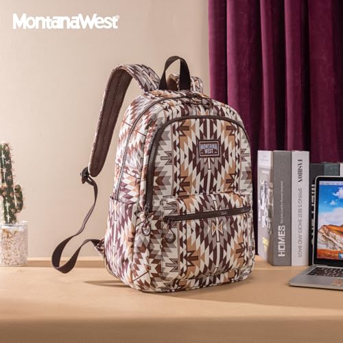 Montana West Backpack Purse for Women Western Aztec Backpack Purse Lightweight Casual Daypack for Travel - color: Brown