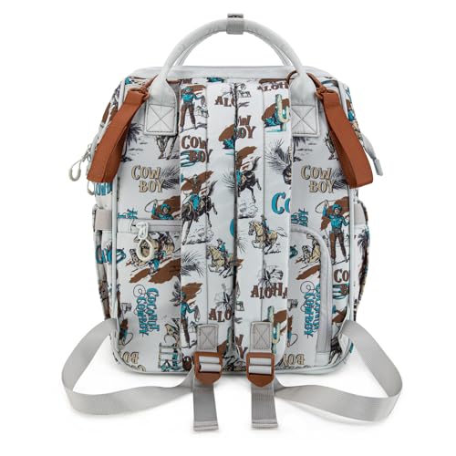Montana West Wrangler Callie Diaper Bag Backpack with Stroller Straps Western Pattern Multifunction Baby Travel Bag WG2204-91102BG - color: Tt-beige