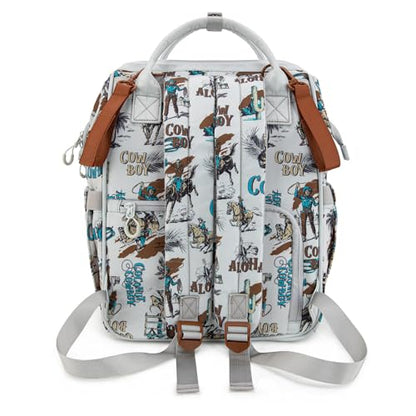 Montana West Wrangler Callie Diaper Bag Backpack with Stroller Straps Western Pattern Multifunction Baby Travel Bag WG2204-91102BG - color: Tt-beige