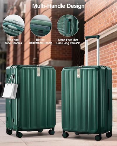 Hanke 26 Inch Expandable Luggage Top Opening Checked Bag Luggage Hard Shell Suitcases with Wheels Lightweight Travel Luggage Heavy Duty Luggage Suitcase with Lock for Woman Men-Blackish Green - color: Blackish Green, size: 26 Inch Expandable