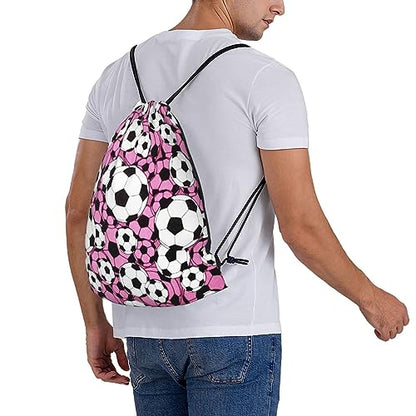 Soccer Drawstring Backpack Gym String Bag Water Resistant Drawstring Sackpack Sport For Womens Mens - color: Football3