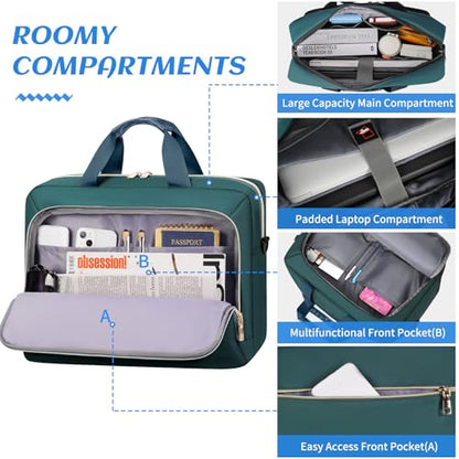 Laptop Bag 17.3 Inch Work Briefcase Laptop Case Computer Messenger Bag - color: Dark Green, size: 17 inch
