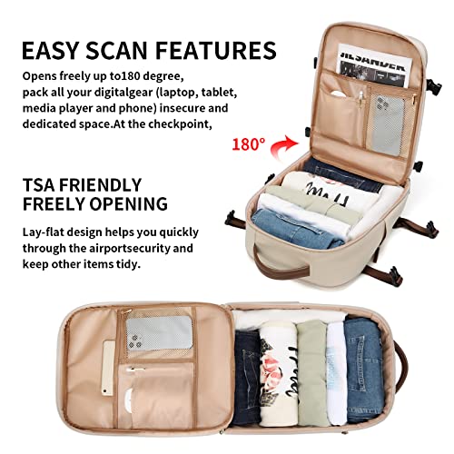 GOLF SUPAGS Laptop Backpack with Separate Laptop Compartment Fits 15.6 Inch Notebook Large Capacity Computer Bag for Women Work Travel College Backpacks (Apricot) - color: Apricot