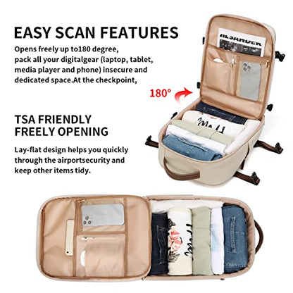 GOLF SUPAGS Laptop Backpack with Separate Laptop Compartment Fits 15.6 Inch Notebook Large Capacity Computer Bag for Women Work Travel College Backpacks (Apricot) - color: Apricot