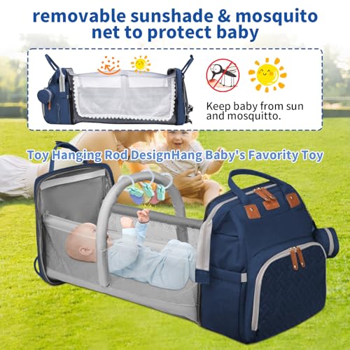 Baby Diaper Bags with Changing Station, Multifunctional Diaper Bag Backpack for Moms Dads with USB Charging Port, Waterproof Travel Diaper, Baby Shower Gifts for Baby Boy & Girls（Blue） - color: Blue