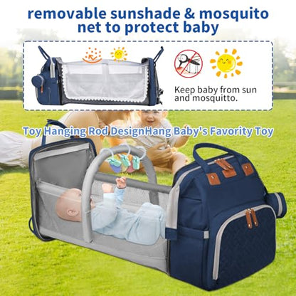 Baby Diaper Bags with Changing Station, Multifunctional Diaper Bag Backpack for Moms Dads with USB Charging Port, Waterproof Travel Diaper, Baby Shower Gifts for Baby Boy & Girls（Blue） - color: Blue