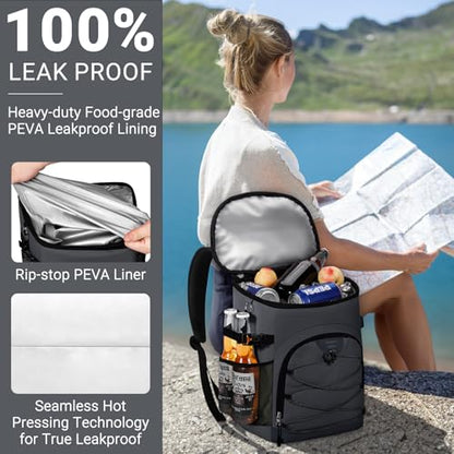 NECKORY Cooler Backpack, Lightweight and Soft Backpack Cooler for Men Women, Insulated Lunch Bag for Camping Traveling Hiking - color: Gray