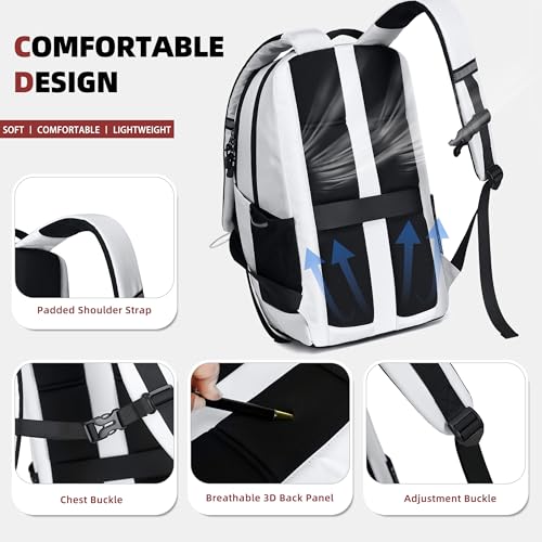 AO ALI VICTORY Women's Laptop Backpack 15.6 inch,Travel Backpack for Men - color: White