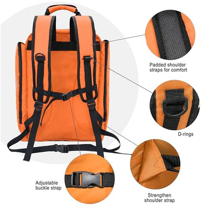 First Aid Backpack Empty,First Aid Medical Backpack,EMS EMT First Aid Bag Empty,Emergency Bag,Trauma Bag for Camping,Hiking,Outdoor Travel - color: Orange