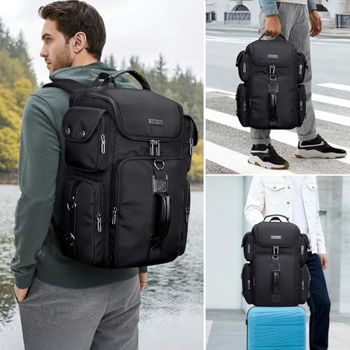 WITZMAN Travel Backpack for Men Carry-on Laptop Backpack Fit 16 Inch Airline Approved for Traveling,Casual,Commuting(B744 Black) - color: Black
