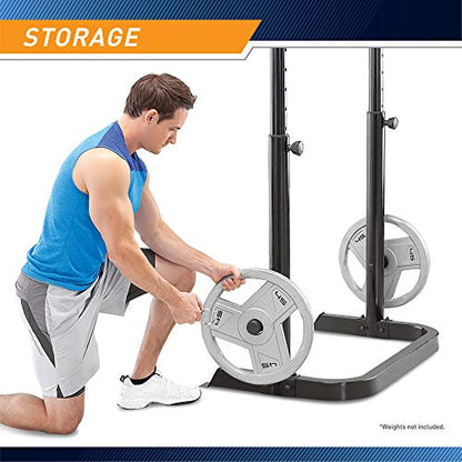 Marcy Olympic Workout Bench for Home Gym Strength Training Equipment with Preacher Curl Pad and Weight Rack Storage, White/Black - style: Two-piece