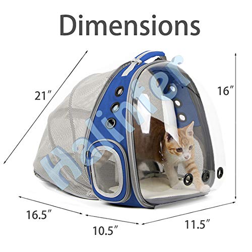 Back Extension Cat Travel Carrier Backpack (Blue, Clear Window) - color: Blue