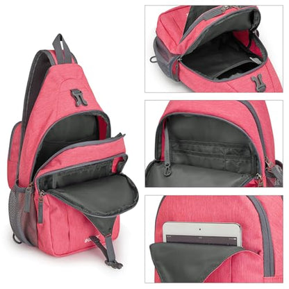 G4Free Sling Bag for Men and Women, RFID Blocking Crossbody Bag, Lightweight Sling Backpack for Travel, Hiking, Walking and Daily Use - color: Red