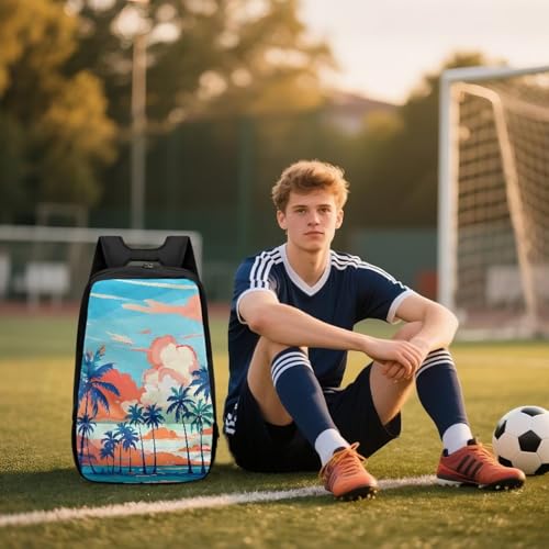 18.5in Basketball Backpack Basketball Bag with Shoe Compartment & Ball Holder, Waterproof Bag for Soccer Volleyball - color: Coconut Tree Anime Print