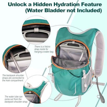 10L Small Hiking Backpack for Men Women Travel Daypack with Chest Strap lightweight backpacks mini backpack for Camping Cycling Travel Outdoor - color: Green