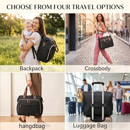 Diaper Bag Backpack Mommy Bag Large Capacity Diaper Backpack Travel Essential Baby Diaper Bag for Mom and Dad, Black - color: Black