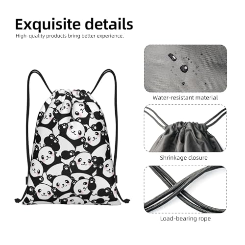 Gianlaima Cute Animal Panda Funny Drawstring Bags Backpack Bag Sport Gym Sack String Bag Yoga Dance Travel Bag For Men Women - color: Black35