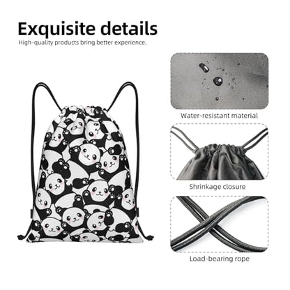 Gianlaima Cute Animal Panda Funny Drawstring Bags Backpack Bag Sport Gym Sack String Bag Yoga Dance Travel Bag For Men Women - color: Black35