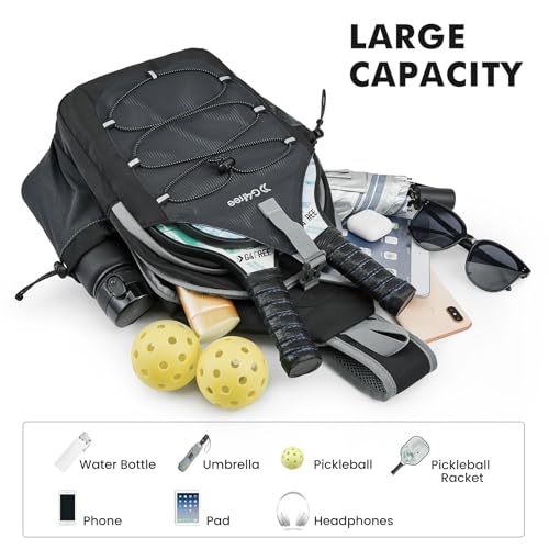 G4Free Pickleball Sling Bag for Women - Lightweight Crossbody Sports Bag - color: Black
