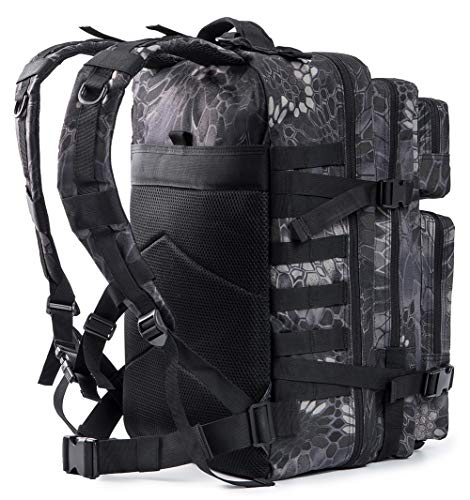 QT&QY 45L Military Tactical Backpacks Molle Army Assault Pack 3 Day Bug Out Bag Hiking Treeking Rucksack… - color: 2.2 Pythons Grain Black