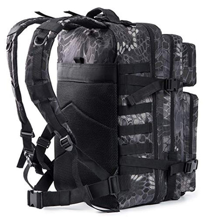 QT&QY 45L Military Tactical Backpacks Molle Army Assault Pack 3 Day Bug Out Bag Hiking Treeking Rucksack… - color: 2.2 Pythons Grain Black