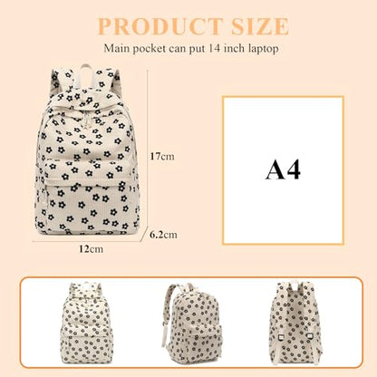 LEDAOU School Backpack for Teen Girls Elementary Middle School Bookbag Kids Backpacks Women Laptop Backpack Travel Daypack - color: Black Flower