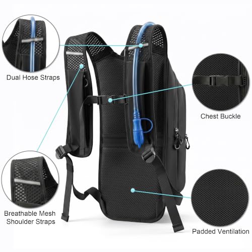 MIYCOO Hydration Backpack - Lightweight Hiking Water Backpack with 2L Water Bladder, Running Hydration Vest Backpack for Men Women, Hydration Pack for Hiking, Cycling, Climbing - color: Black
