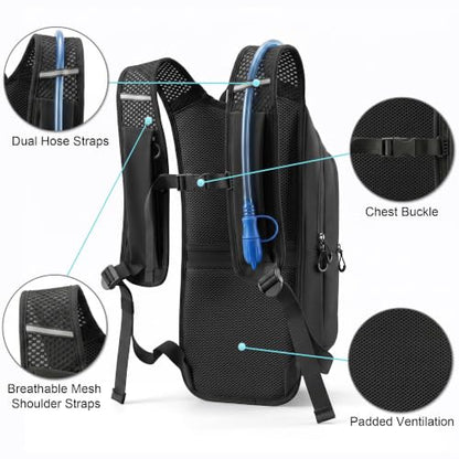 MIYCOO Hydration Backpack - Lightweight Hiking Water Backpack with 2L Water Bladder, Running Hydration Vest Backpack for Men Women, Hydration Pack for Hiking, Cycling, Climbing - color: Black