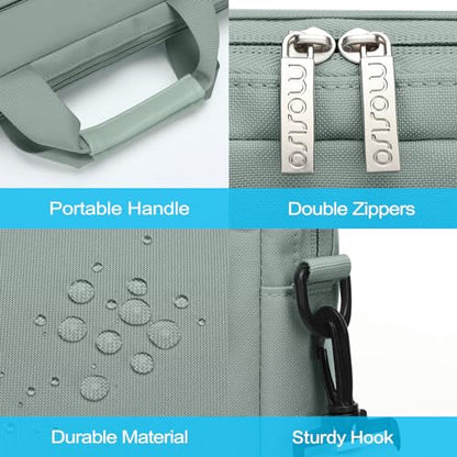 MOSISO Laptop Shoulder Bag 15.6 inch, 15-15.6 inch Computer Bag Compatible with MacBook Pro 16 inch, HP, Dell, Lenovo, Notebook with 2 Raised&1 Flapover&1 Horizontal Pocket&Handle&Belt, Antique Green - color: Antique Green, size: 16 inch
