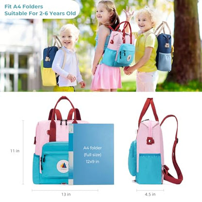 CLUCI Toddler Backpack For Girls, Toddler School Backpack For School & Travel, Small Kids Child Backpacks, Preschool Kindergarten Elementary Diaper bag Daycare Backpack - color: Pink and Blue
