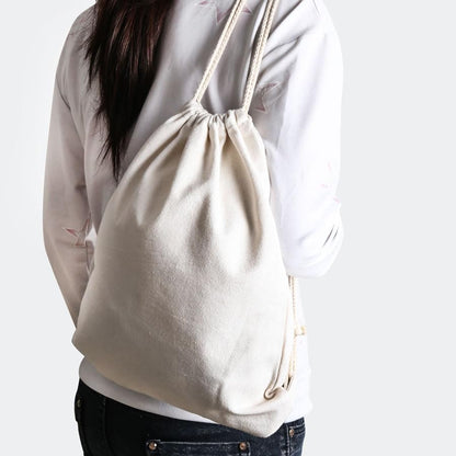 Cotton Canvas Drawstring Gym Backpack, Sackpack, Cinch, Sport String Sack Pack Bags pack-2 (Canvas, White) - color: White, style: Canvas