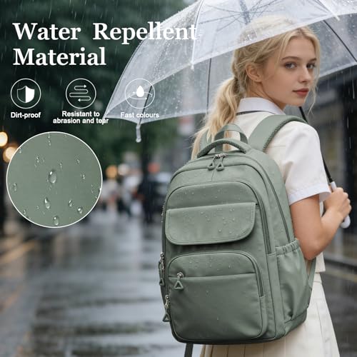 Cute School Backpack for Teens Girls Boys Waterproof School Bag Basic Backpack for College Students Multi Pocket Backpack Lightweight Casual Daypack Backpacks for Women Men（Green） - color: Green