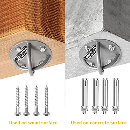 POWER GUIDANCE Wall and Ceiling Mount Bracket for Suspension Straps, Gymnastic Rings, Yoga Swings & Hammock Resistance Band Battle Rope - color: Sliver (set of 2)