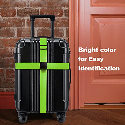 Luggage Straps for Suitcases TSA Approved Travel Belt 4 Pack by Chelmon (Green) - color: Green