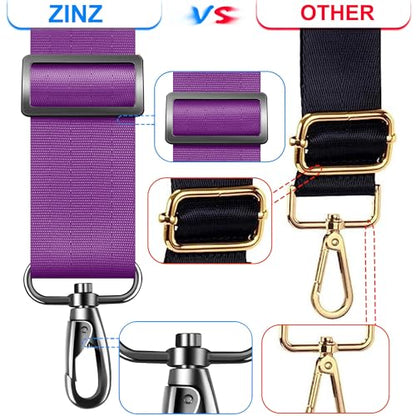 ZINZ 60 Inch Shoulder Strap with Removable Ultra-Thick Pad, Adjustable Buckles Shoulder Crossbody Strap for Luggage Bag - color: Purple