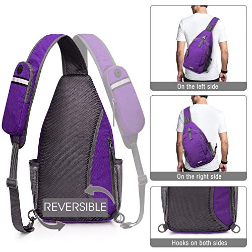 G4Free Sling Bag for Men and Women, RFID Blocking Crossbody Bag, Lightweight Sling Backpack for Travel, Hiking, Walking and Daily Use - color: Purple/Gray