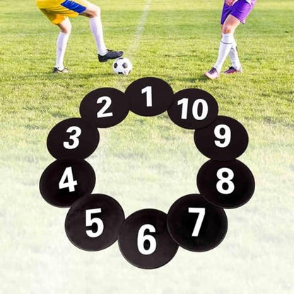 10x Numbered Floor Spot Markers Training Mark Pad Shock Absorbing Anti Slip Flat Disc Markers Landmark Mat for Kids Drills