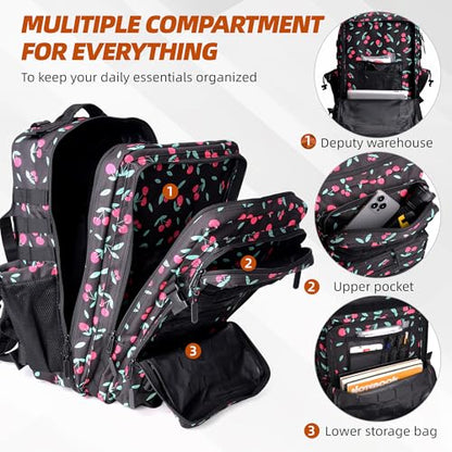 LUPU TACTICAL 45L Backpack for Men and Women 3 Days Assault Pack Outdoor Travel Hiking Camping Rucksack with Molle Webbing (Small Cherry)