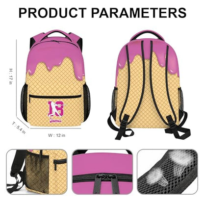 Personalized Baseball Drip Backpack, Blue Ice Cream Print Travel Bag, Multi Pocket Everyday Backpack (#2) - color: #2