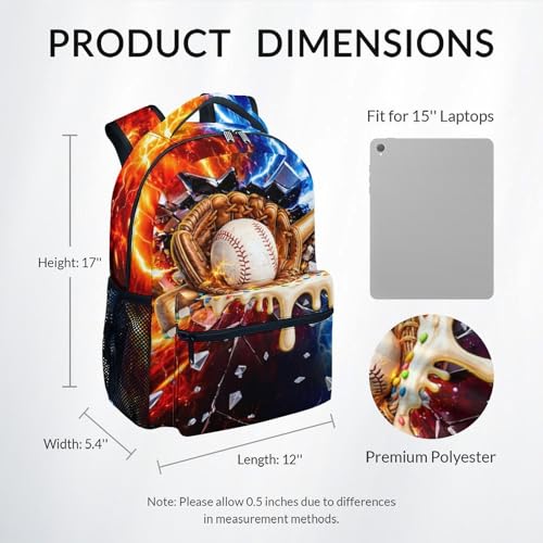 Boys Baseball Drip Backpack for Kids Schoolbag with Pocket - Durable Elementary Bookbag for Sport Lovers Supplies Gifts (17 Inch) - color: White