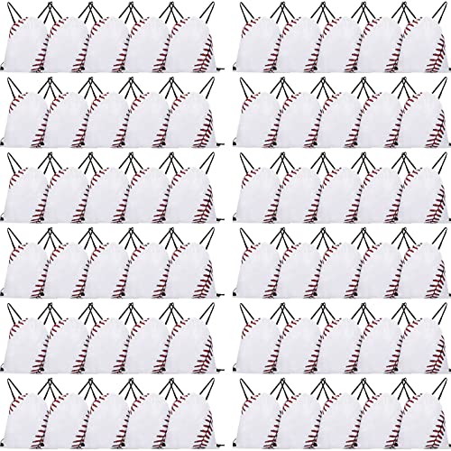 Frienda Baseball Drawstring Backpack Bag Baseball Drawstring Party Favor Bags for Gym Sports Teams(60 Pieces)