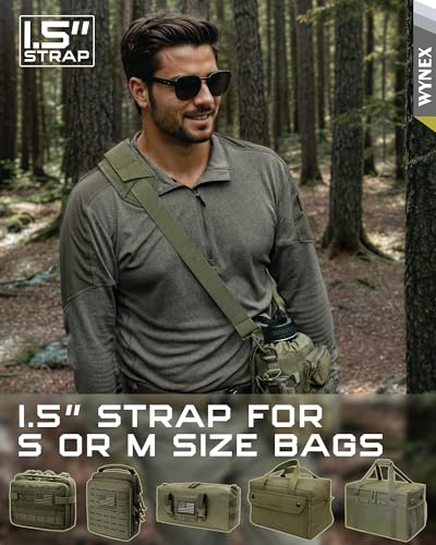 WYNEX Shoulder Strap Pad for Tactical Pouch, Universal Bag Strap with Detachable Thick Pad Single Shoulder Straps Replacement - color: Army Green, size: 1.5“ Strap