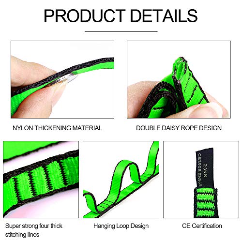 KIKIGOAL 2pcs Safety Daisy Chains Strong Climbing Strap Adjustable Nylon Strap Rope Yoga Pilates Stretching Straps - color: Red, size: 105cm x 1.5cm