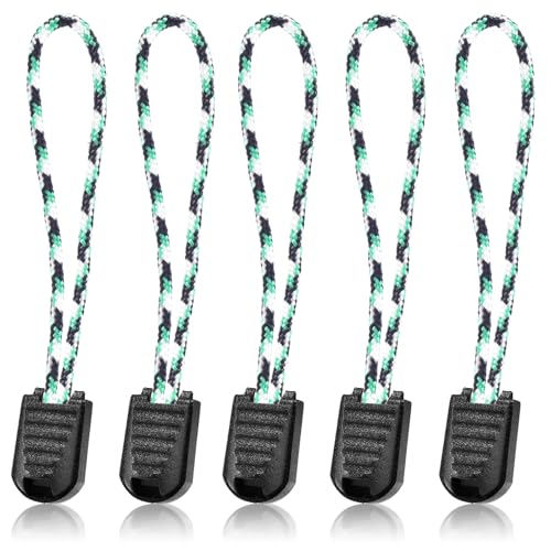 10 Pack Paracord Zipper Pull Replacement Pulls Tabs for Keys, Flashlight, Knife, Pouch, Backpack, Suitecases, Pocket - Black+White+Green - color: Black+White+Green